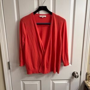 LOFT Vibrant Coral Open Front Cardigan XL
